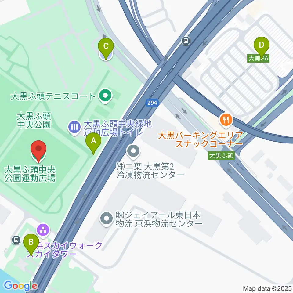 大黒ふ頭中央公園運動広場周辺の駐車場・コインパーキング一覧地図