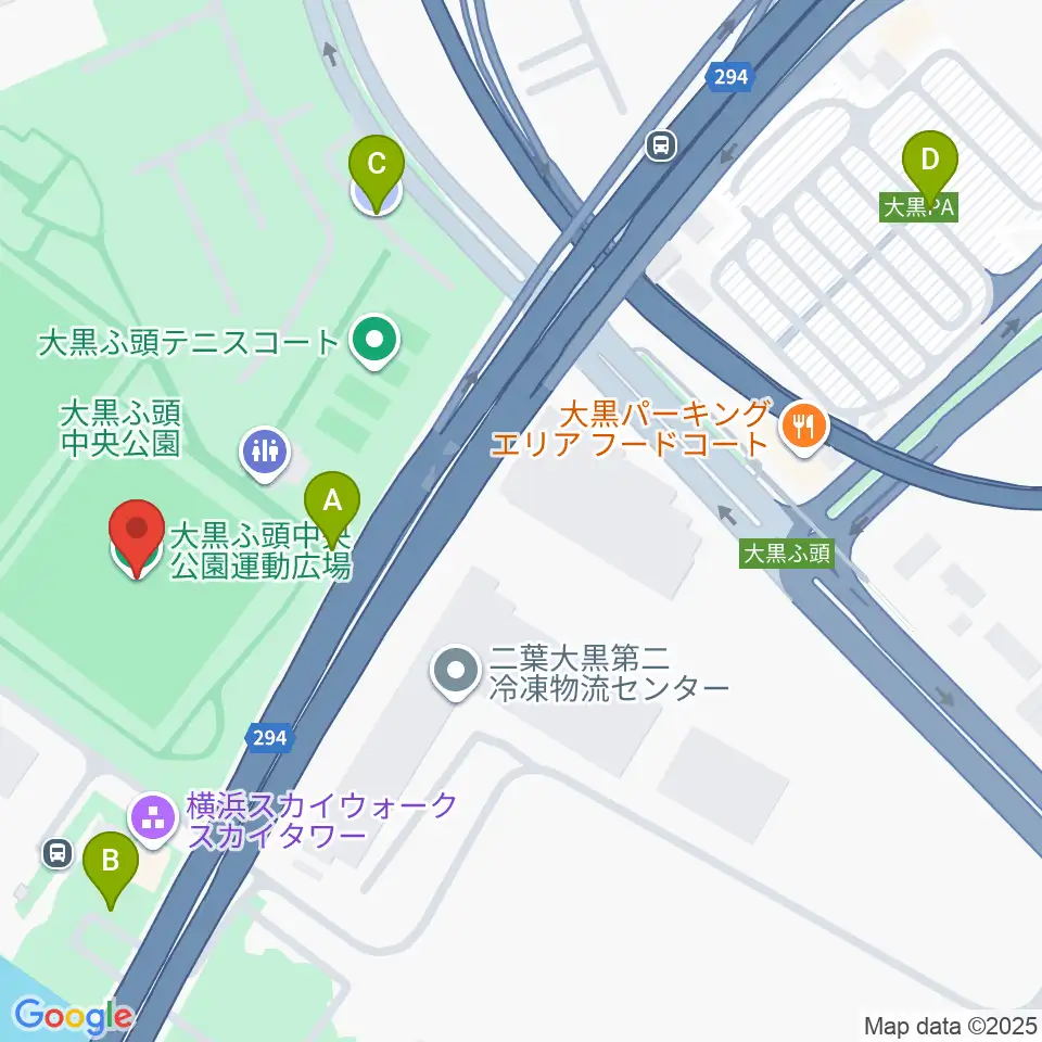 大黒ふ頭中央公園運動広場周辺の駐車場・コインパーキング一覧地図