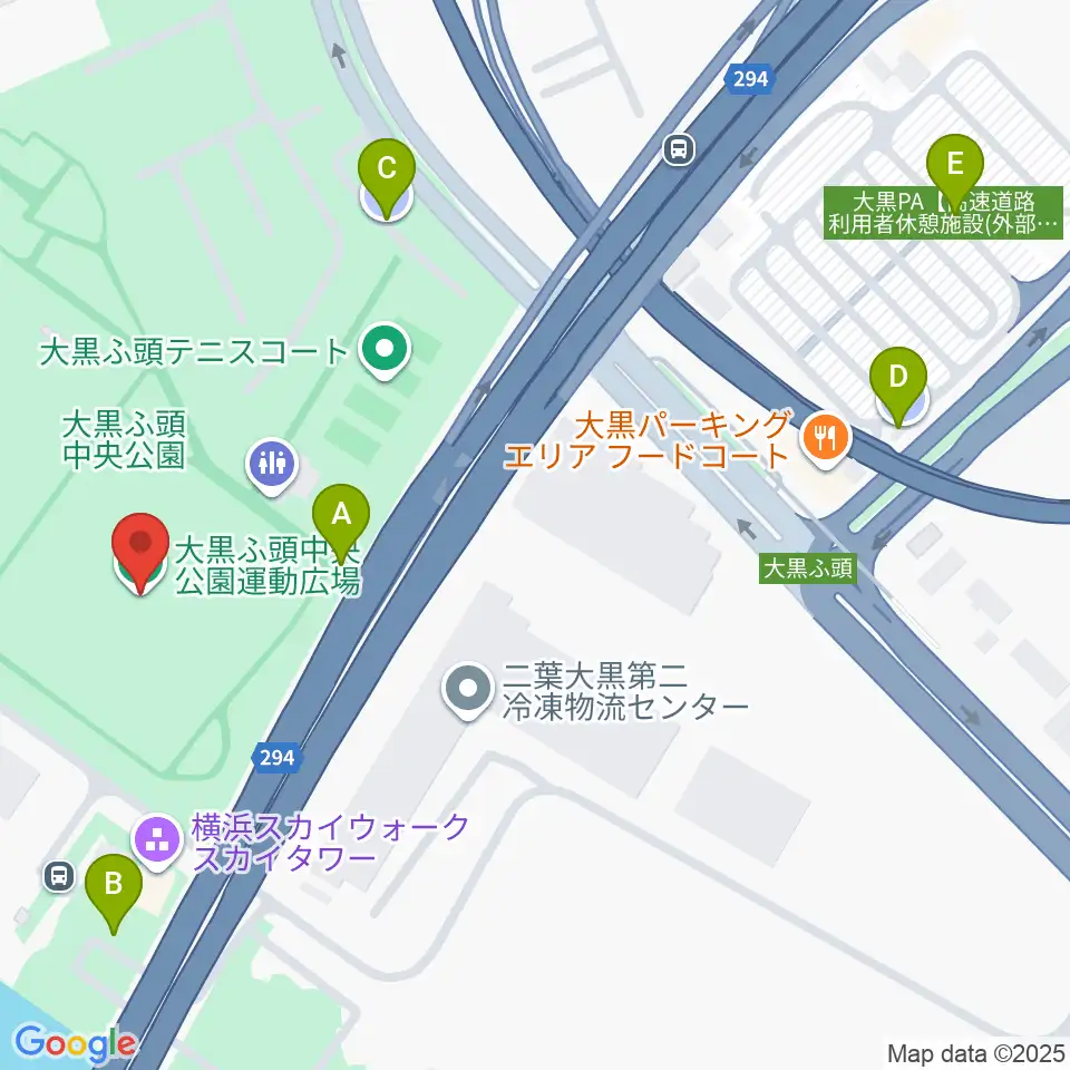 大黒ふ頭中央公園運動広場周辺の駐車場・コインパーキング一覧地図