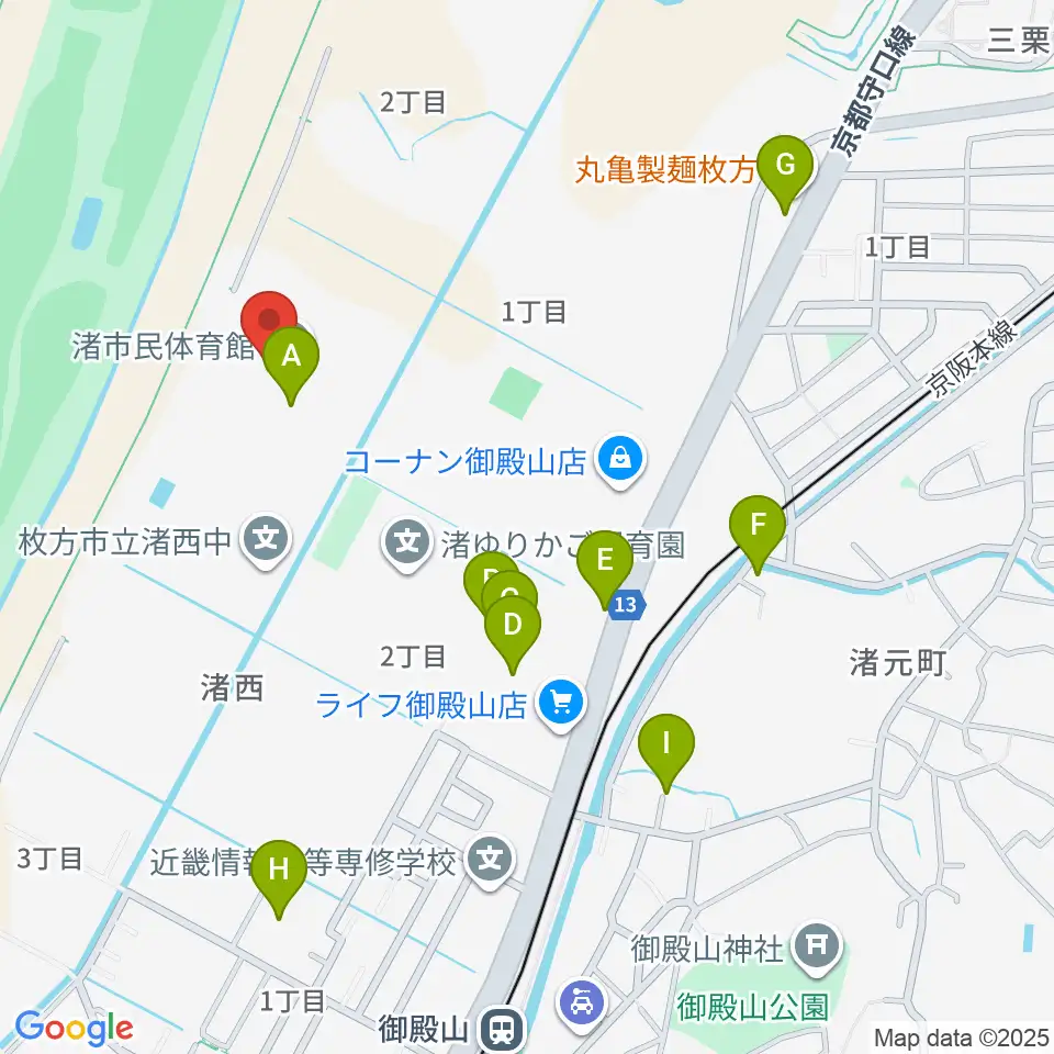 昌栄工務店ひらかた渚体育館周辺の駐車場・コインパーキング一覧地図