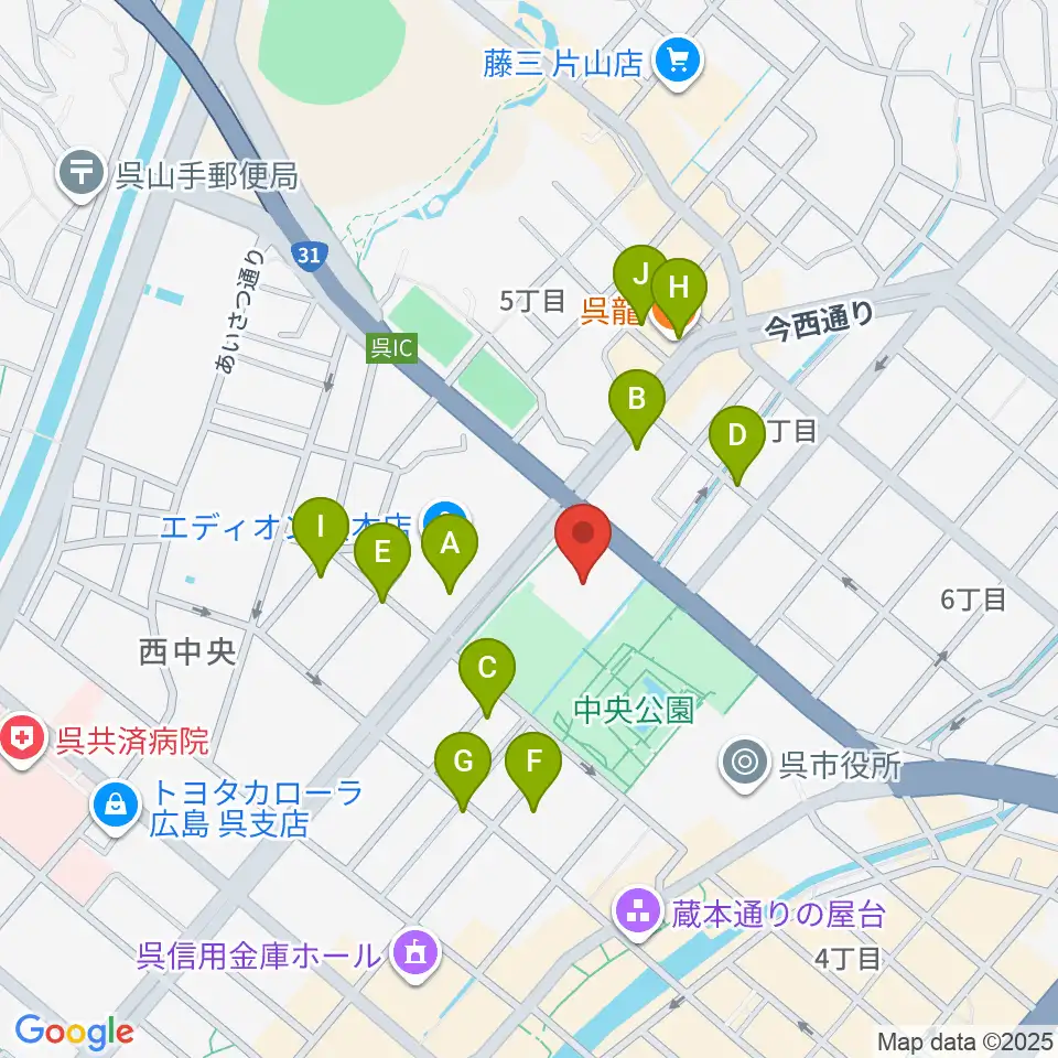 IHIアリーナ呉周辺の駐車場・コインパーキング一覧地図