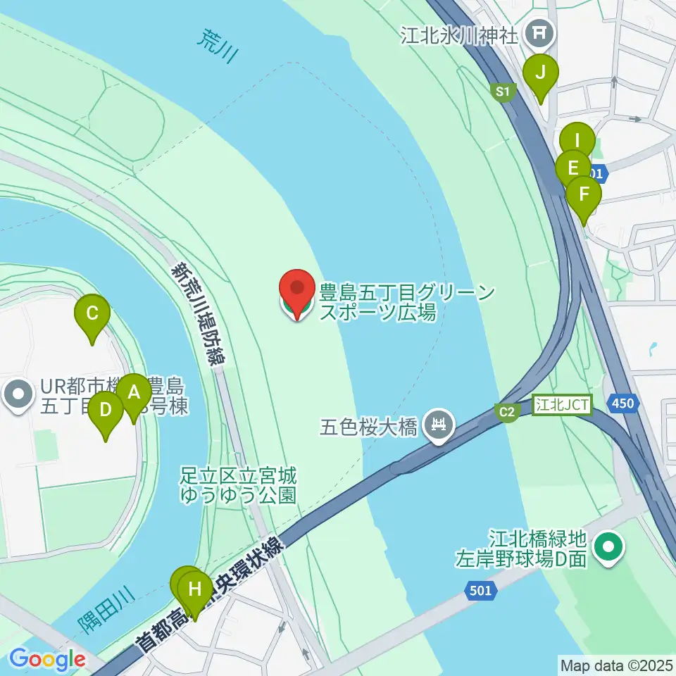 豊島五丁目グリーンスポーツ広場陸上競技場周辺の駐車場・コインパーキング一覧地図