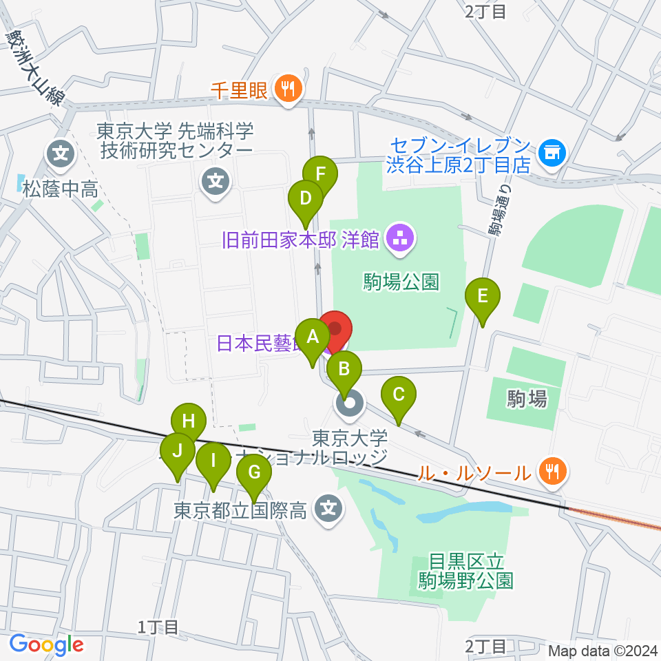 日本民藝館周辺の駐車場・コインパーキング一覧地図