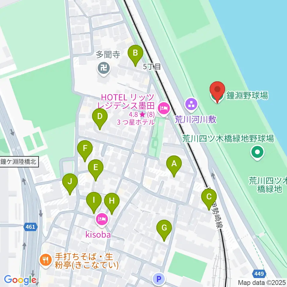 鐘淵野球場周辺の駐車場・コインパーキング一覧地図