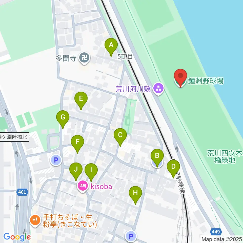 鐘淵野球場周辺の駐車場・コインパーキング一覧地図