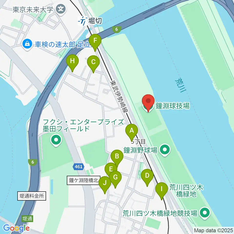 鐘淵球技場周辺の駐車場・コインパーキング一覧地図