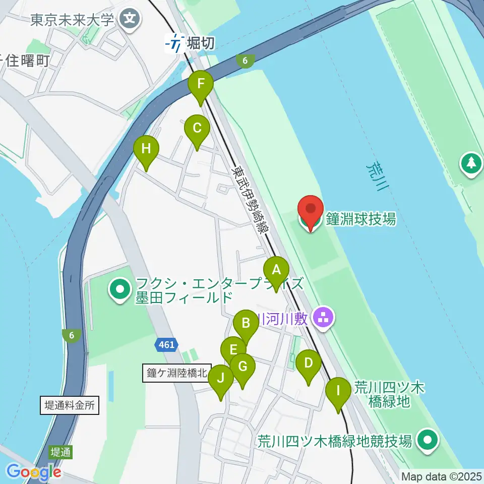 鐘淵球技場周辺の駐車場・コインパーキング一覧地図