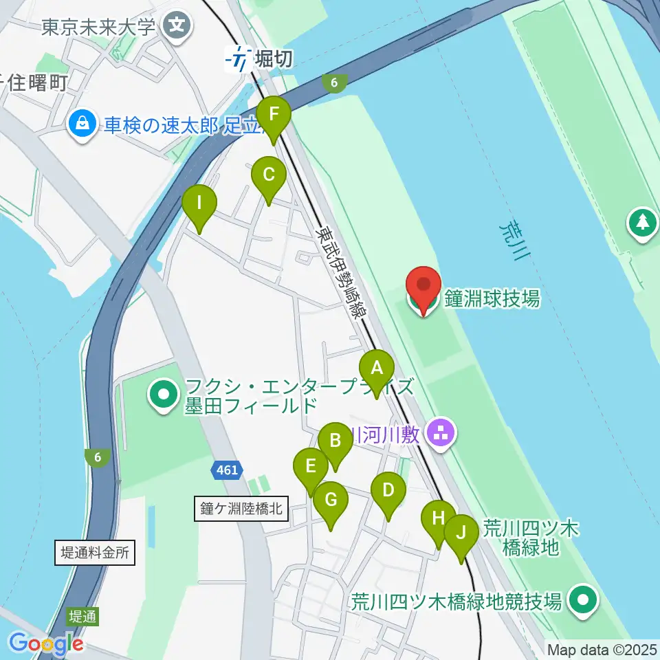 鐘淵球技場周辺の駐車場・コインパーキング一覧地図