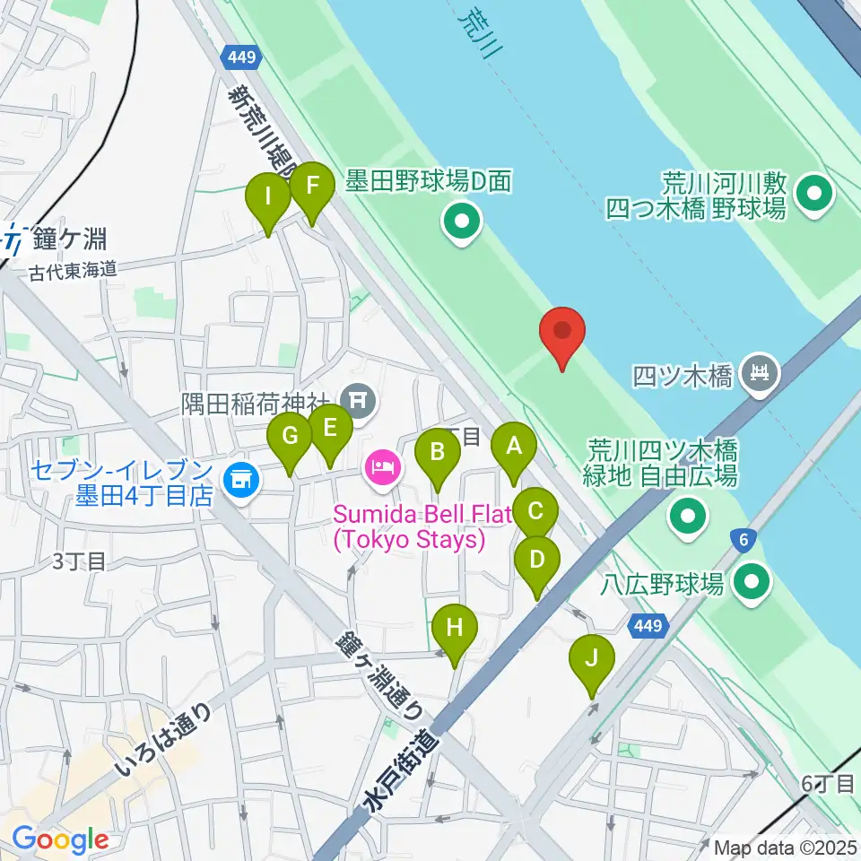 墨田野球場周辺の駐車場・コインパーキング一覧地図