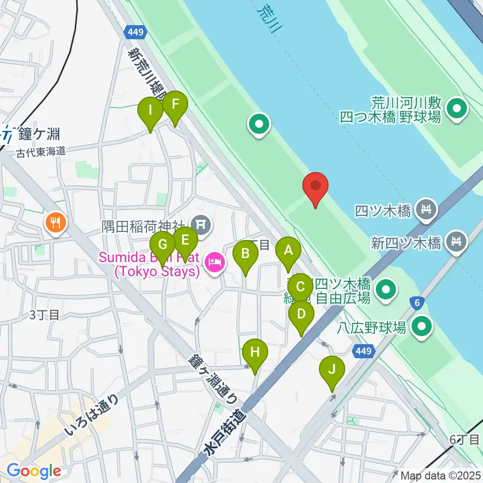 墨田野球場周辺の駐車場・コインパーキング一覧地図