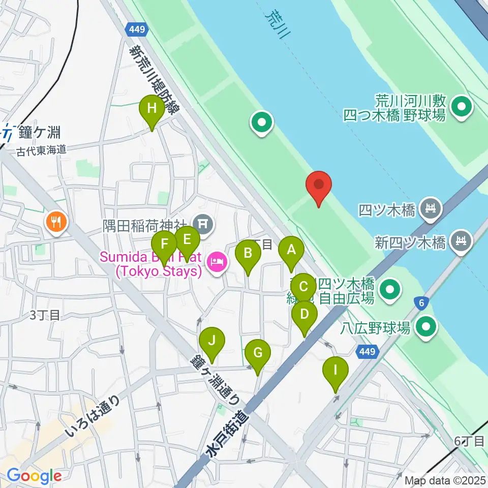 墨田野球場周辺の駐車場・コインパーキング一覧地図