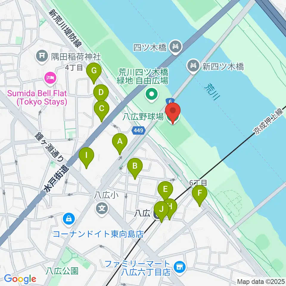 八広野球場周辺の駐車場・コインパーキング一覧地図
