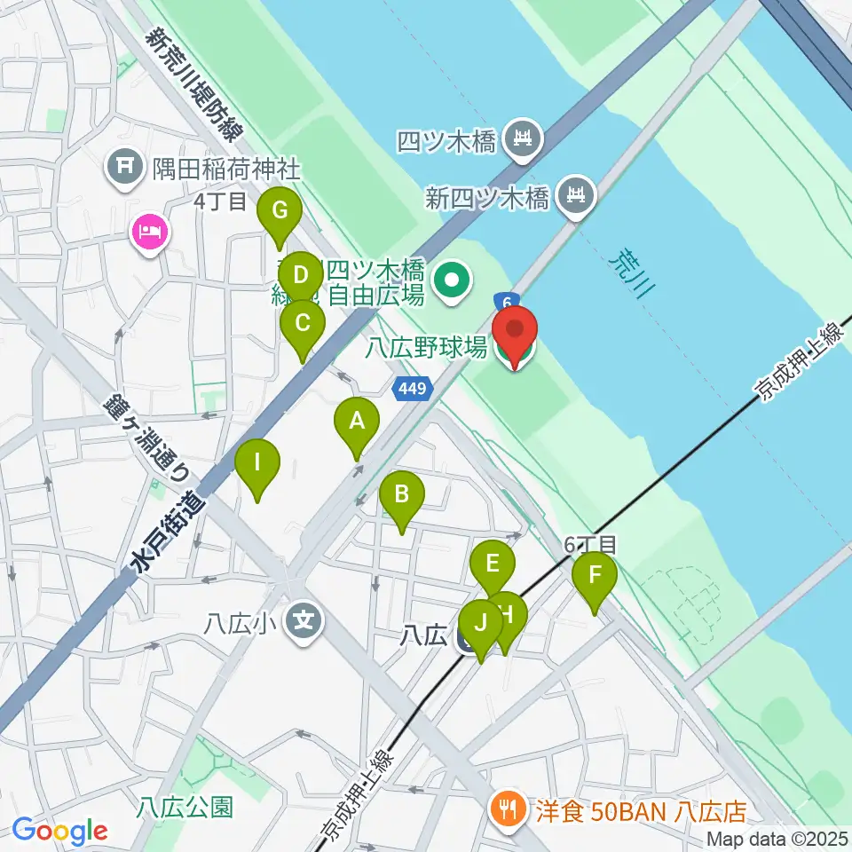 八広野球場周辺の駐車場・コインパーキング一覧地図