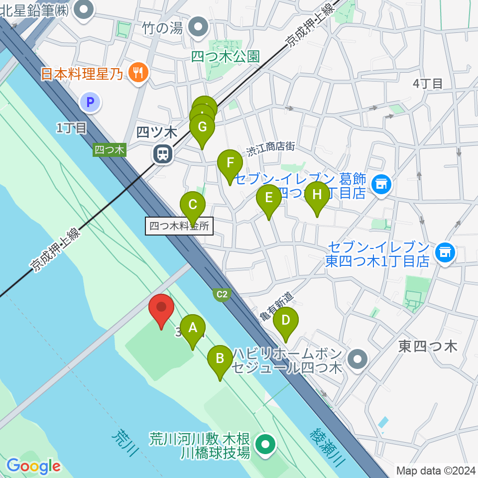 木根川橋野球場周辺の駐車場・コインパーキング一覧地図