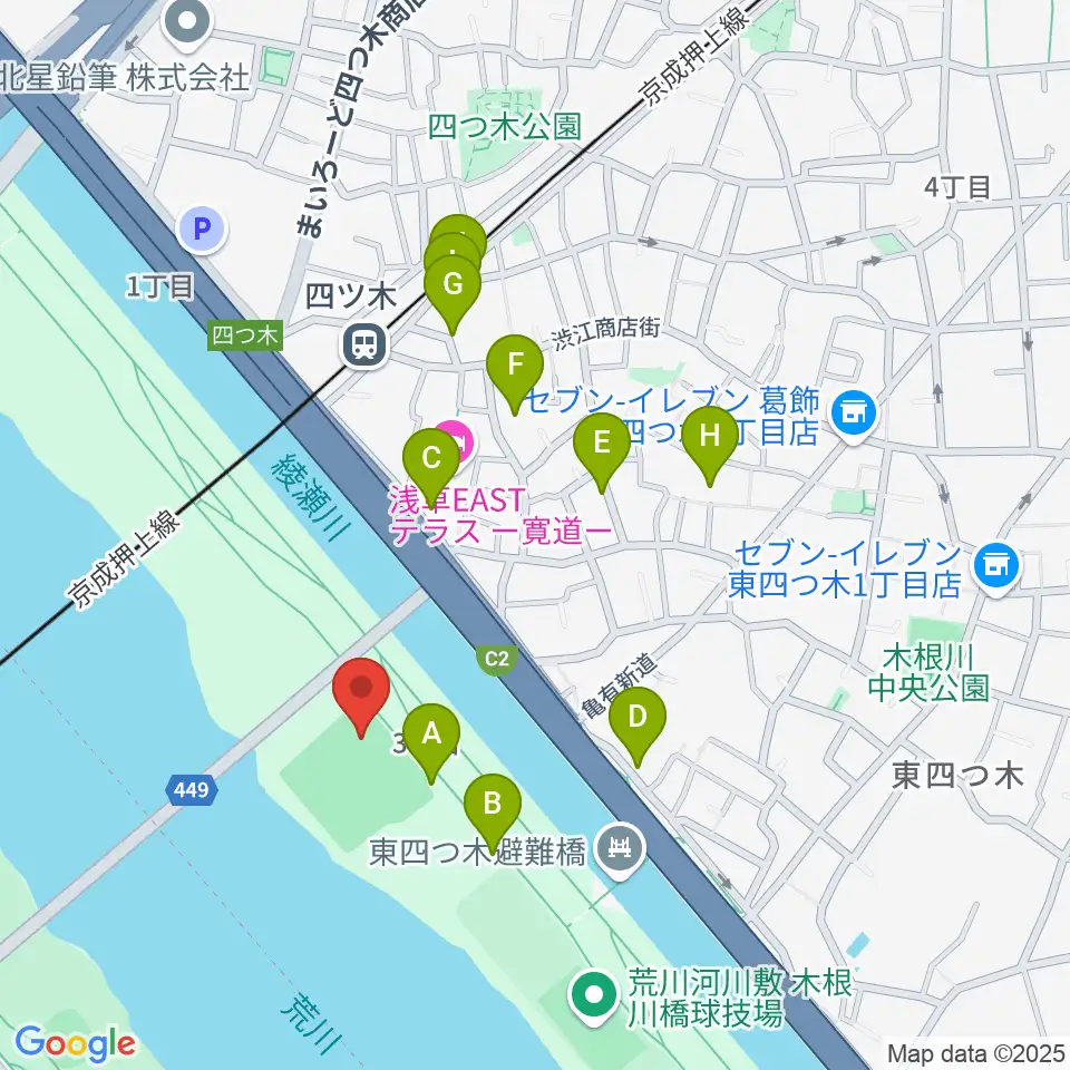 木根川橋野球場周辺の駐車場・コインパーキング一覧地図