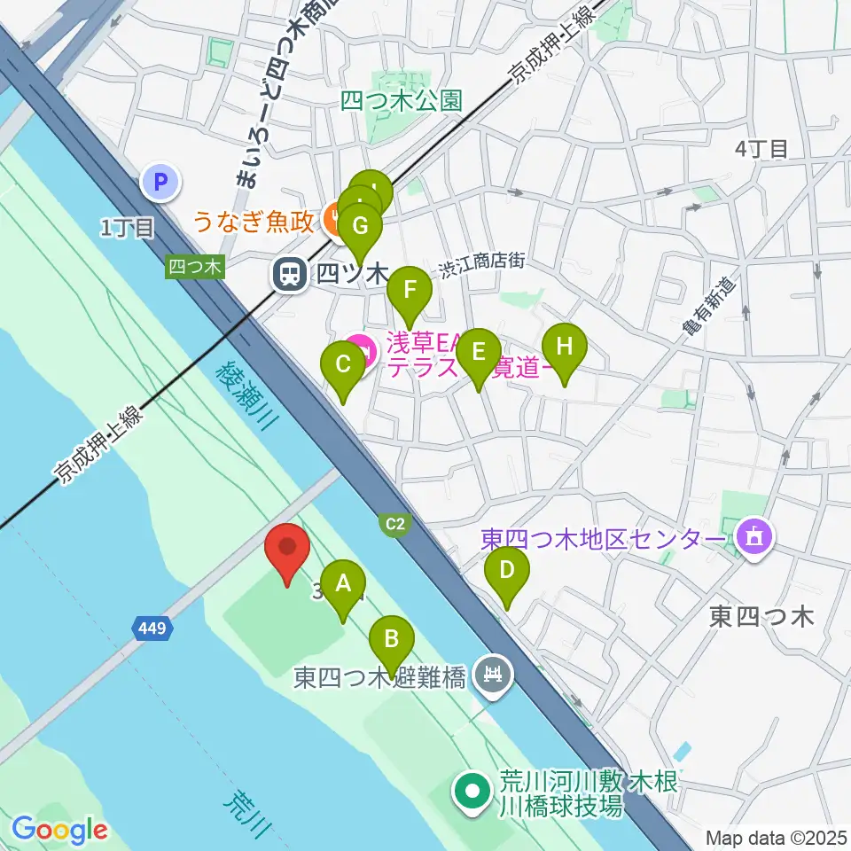 木根川橋野球場周辺の駐車場・コインパーキング一覧地図