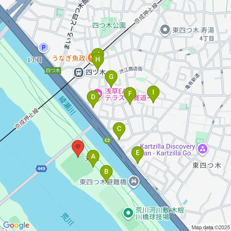 木根川橋野球場周辺の駐車場・コインパーキング一覧地図