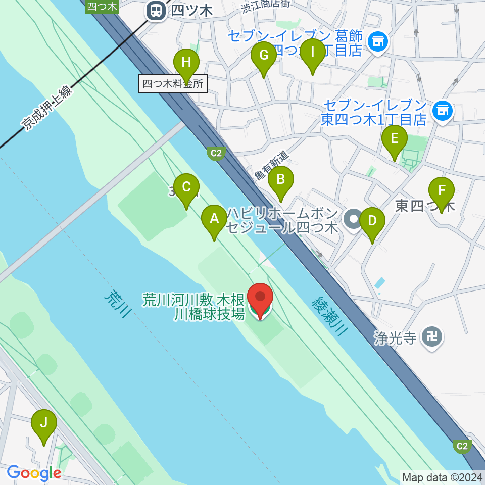 木根川橋球技場周辺の駐車場・コインパーキング一覧地図