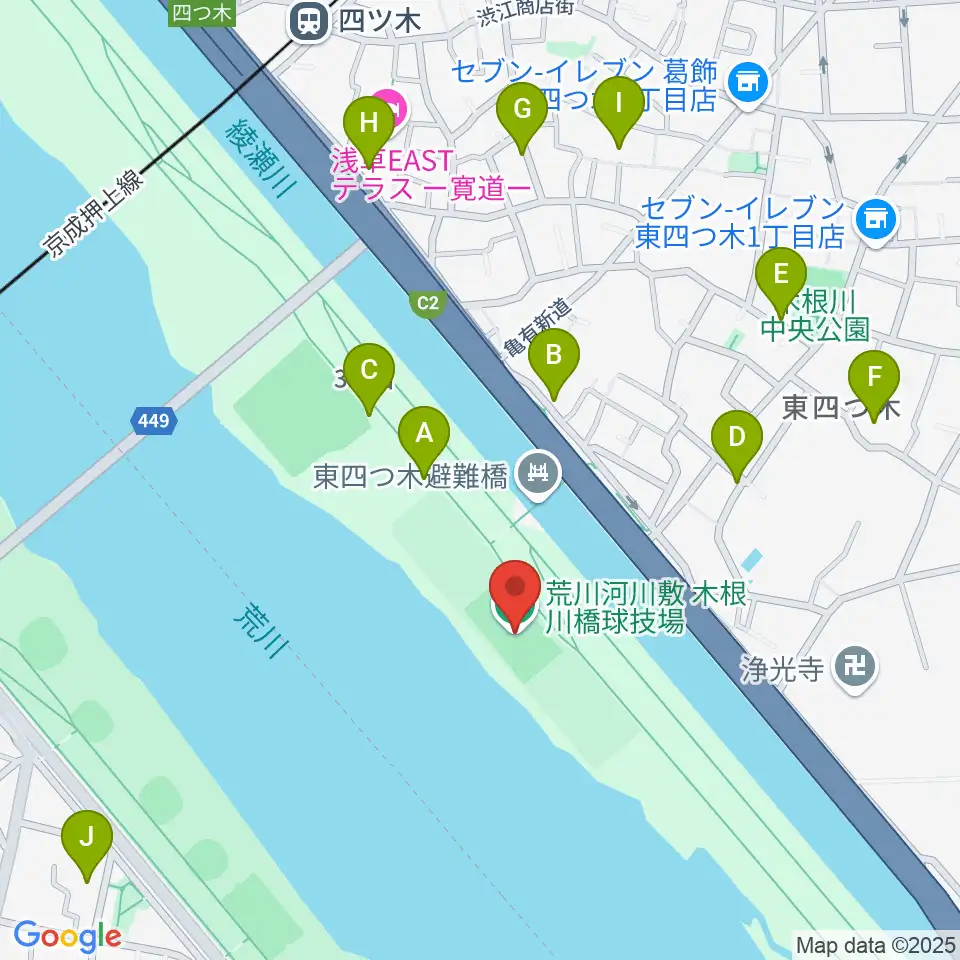 木根川橋球技場周辺の駐車場・コインパーキング一覧地図