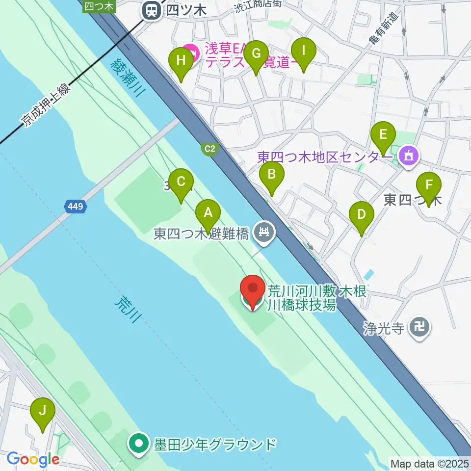 木根川橋球技場周辺の駐車場・コインパーキング一覧地図