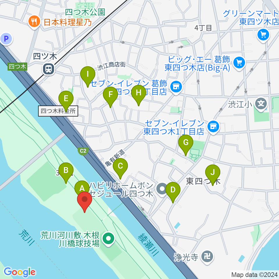 木根川橋少年野球場周辺の駐車場・コインパーキング一覧地図