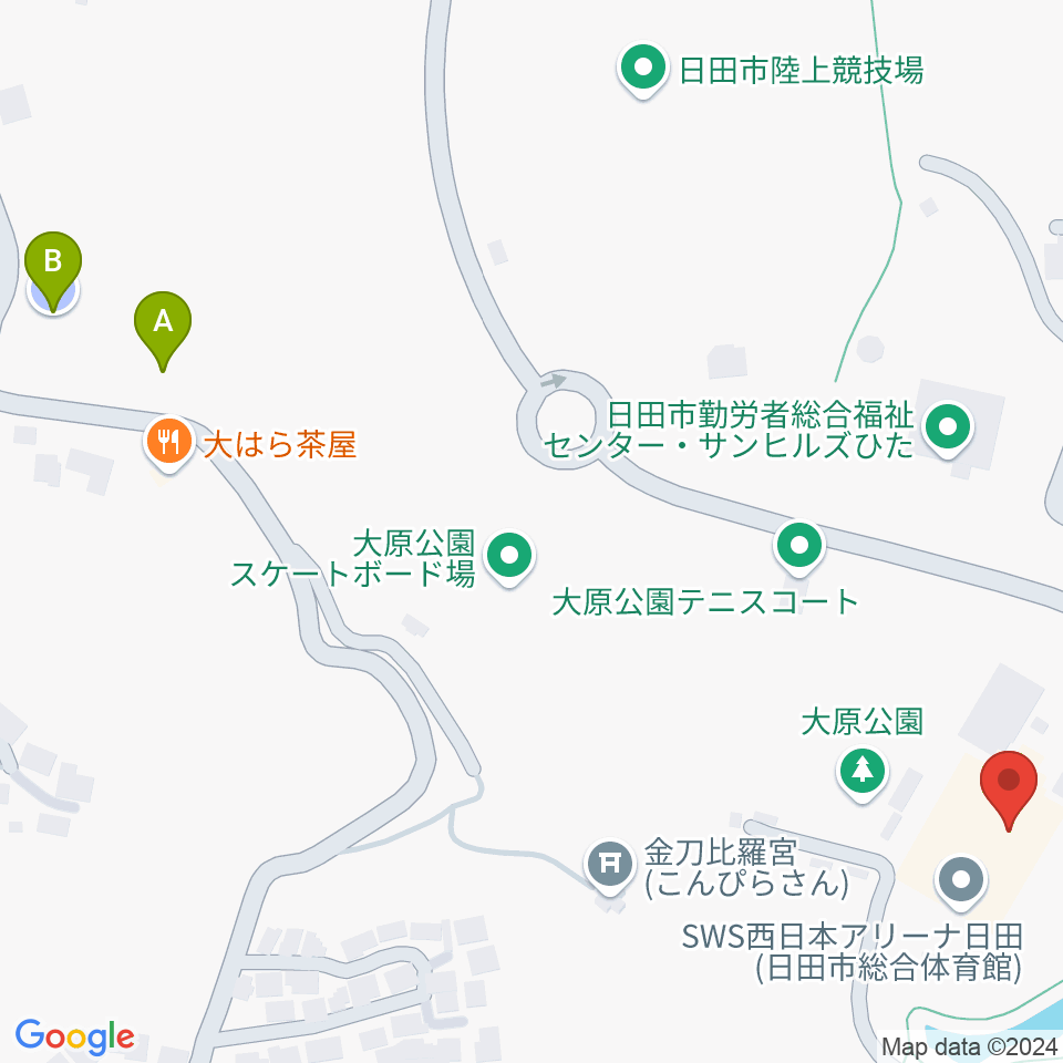 SWS西日本アリーナ日田周辺の駐車場・コインパーキング一覧地図