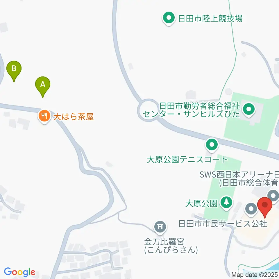 SWS西日本アリーナ日田周辺の駐車場・コインパーキング一覧地図