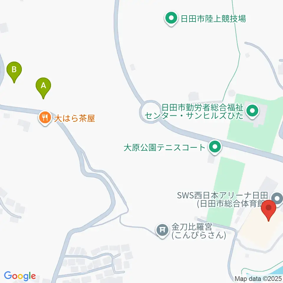 SWS西日本アリーナ日田周辺の駐車場・コインパーキング一覧地図