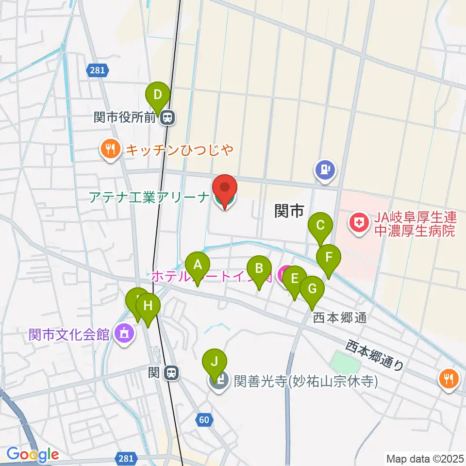 アテナ工業アリーナ周辺の駐車場・コインパーキング一覧地図