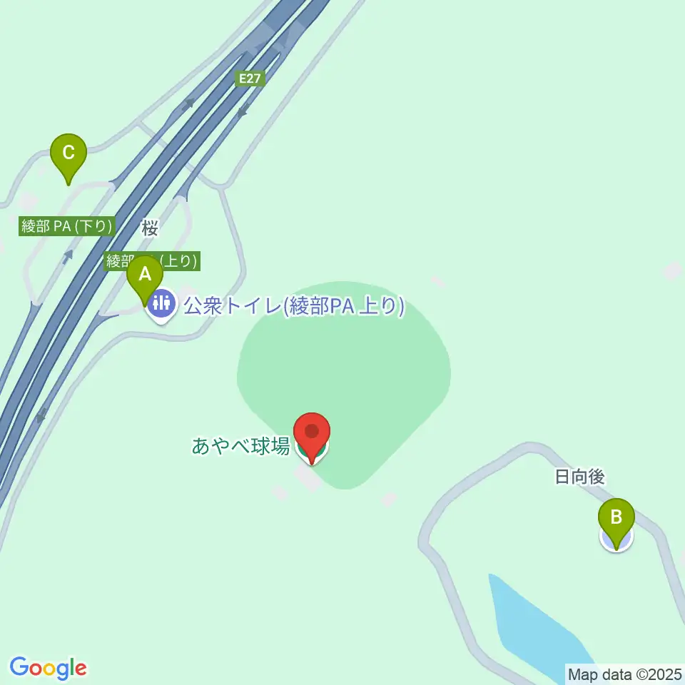 あやべ・日東精工スタジアム周辺の駐車場・コインパーキング一覧地図