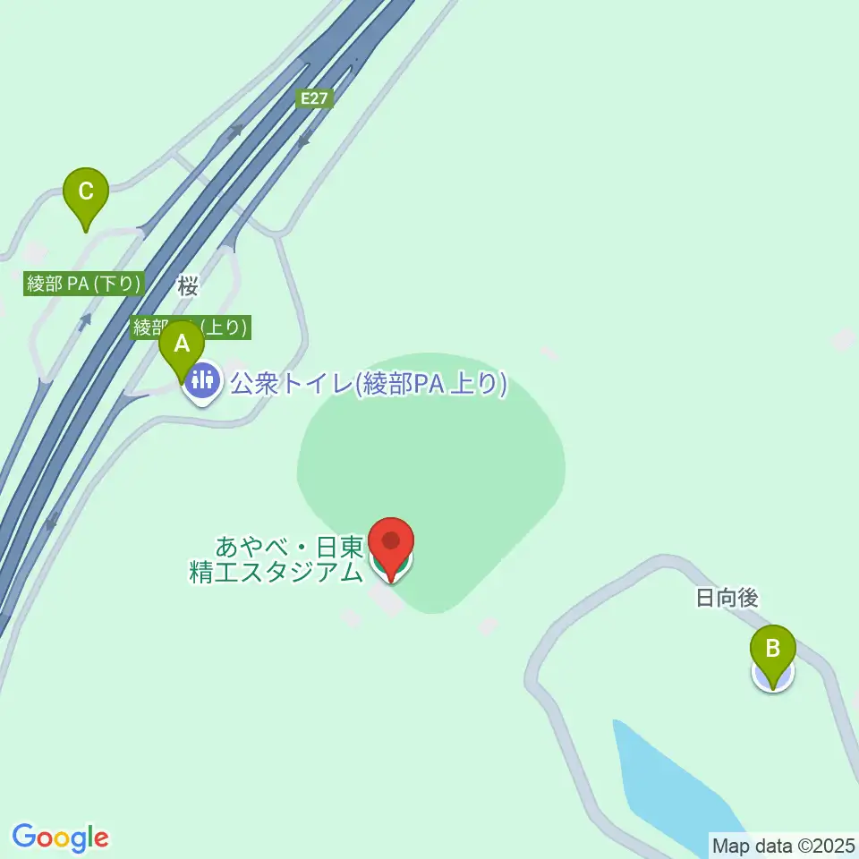 あやべ・日東精工スタジアム周辺の駐車場・コインパーキング一覧地図