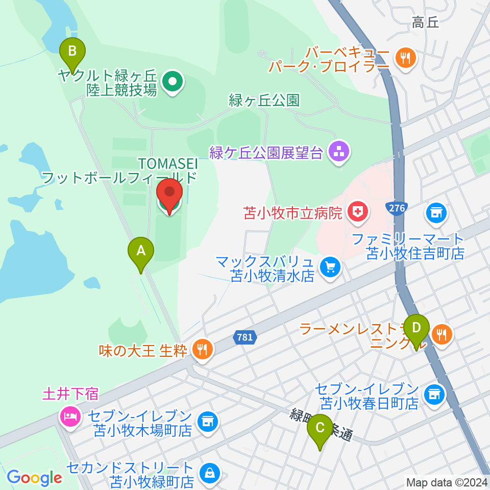 TOMASEIフットボールフィールド周辺の駐車場・コインパーキング一覧地図