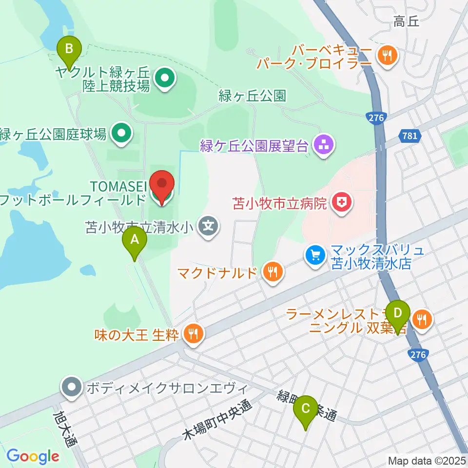TOMASEIフットボールフィールド周辺の駐車場・コインパーキング一覧地図