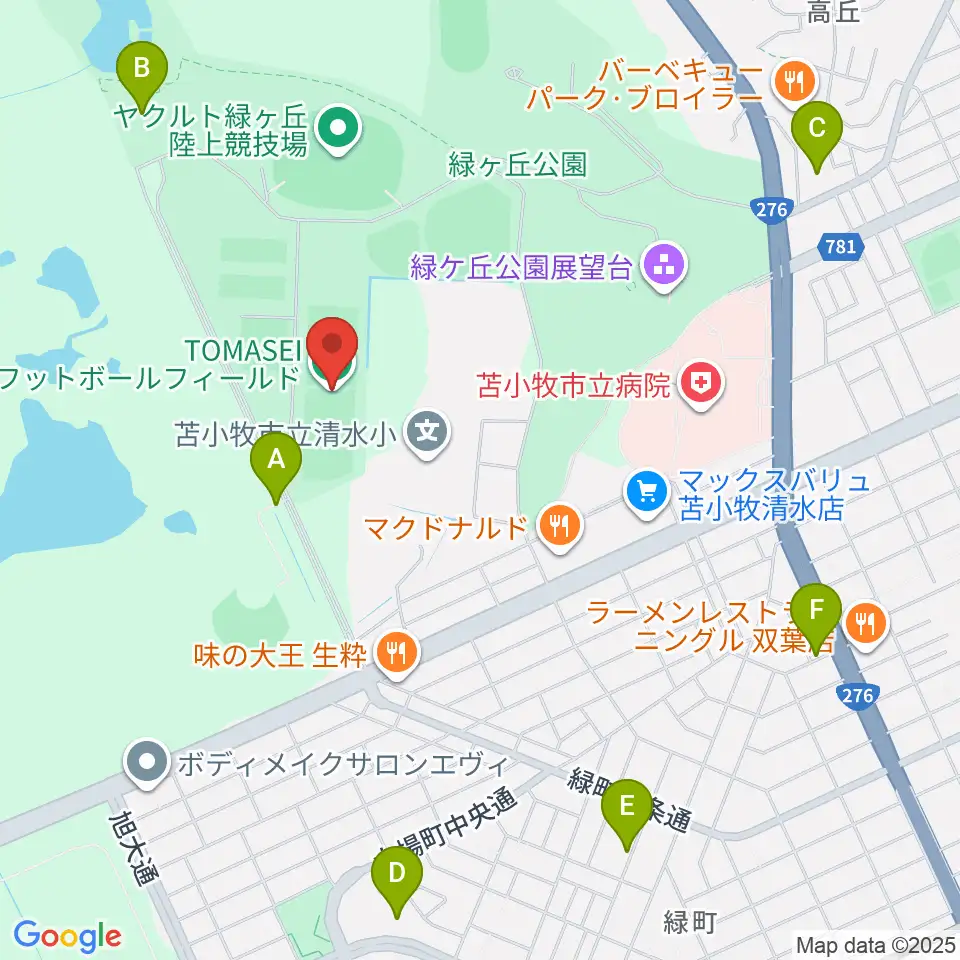 TOMASEIフットボールフィールド周辺の駐車場・コインパーキング一覧地図