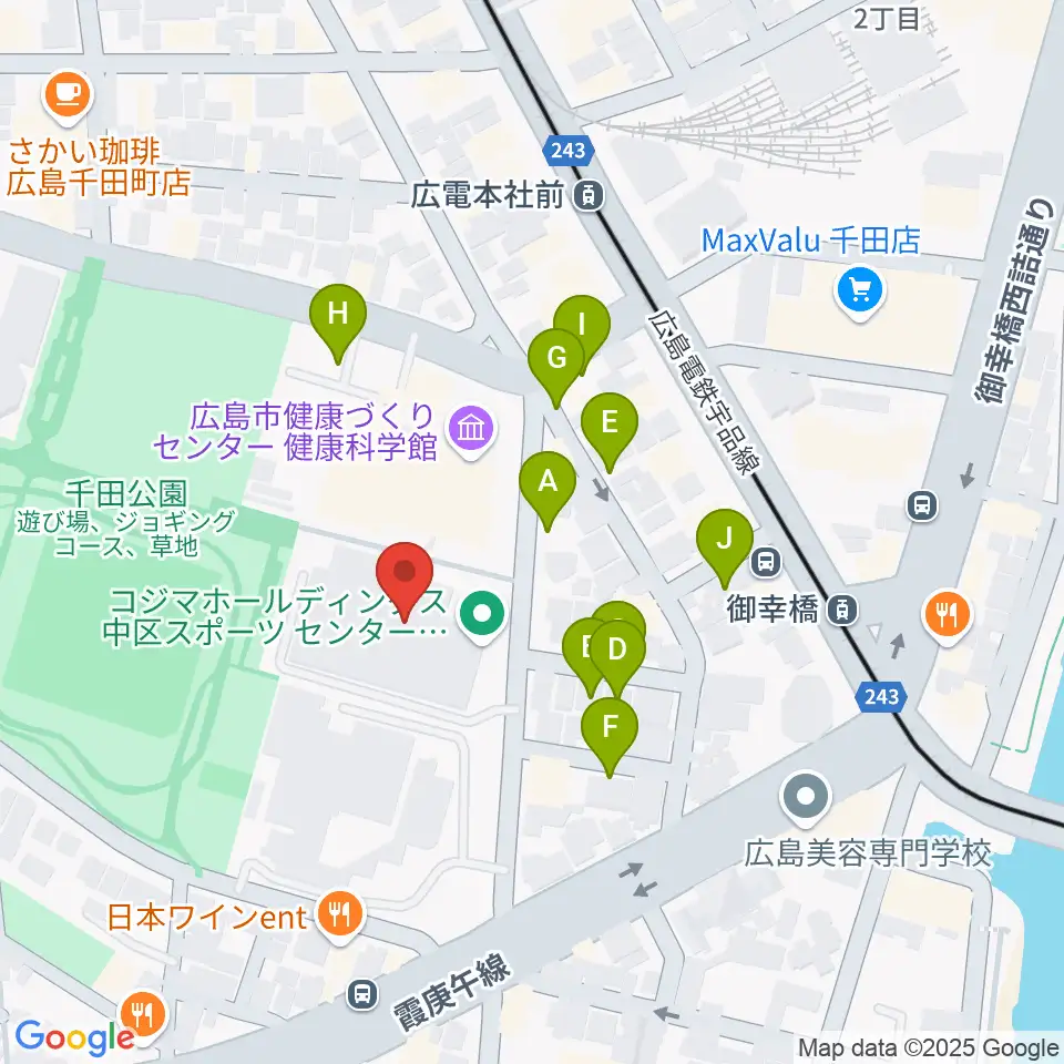 コジマホールディングス中区スポーツセンター周辺の駐車場・コインパーキング一覧地図