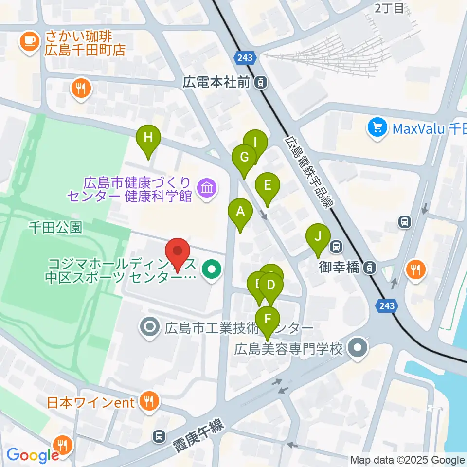 コジマホールディングス中区スポーツセンター周辺の駐車場・コインパーキング一覧地図