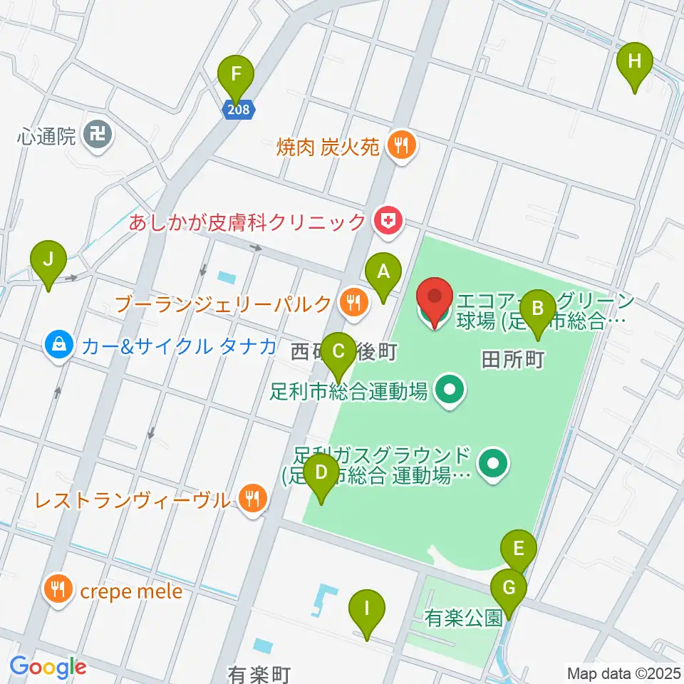 エコアールグリーン球場周辺の駐車場・コインパーキング一覧地図