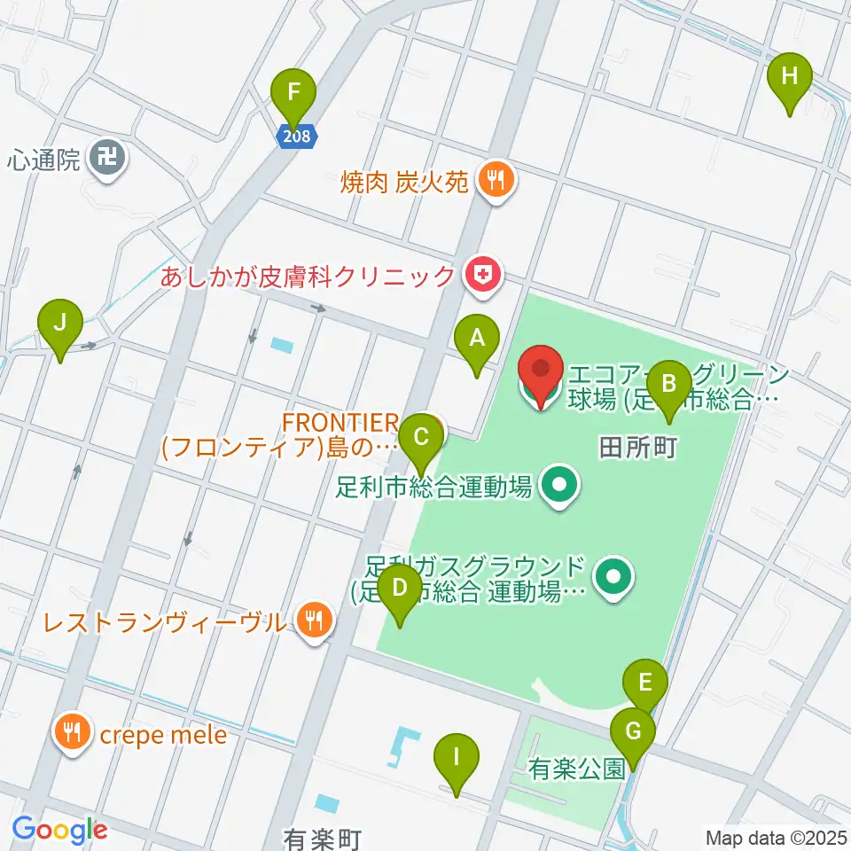 エコアールグリーン球場周辺の駐車場・コインパーキング一覧地図