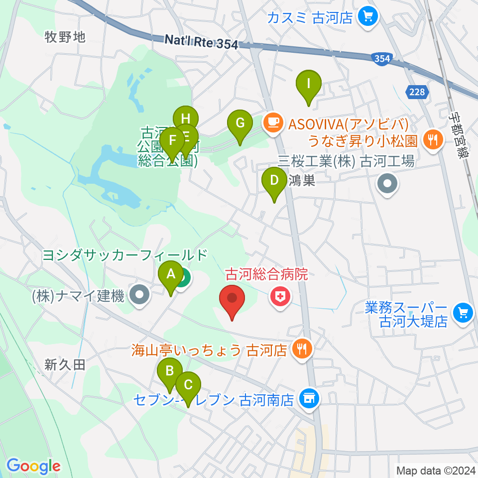 ヨシダスタジアム周辺の駐車場・コインパーキング一覧地図