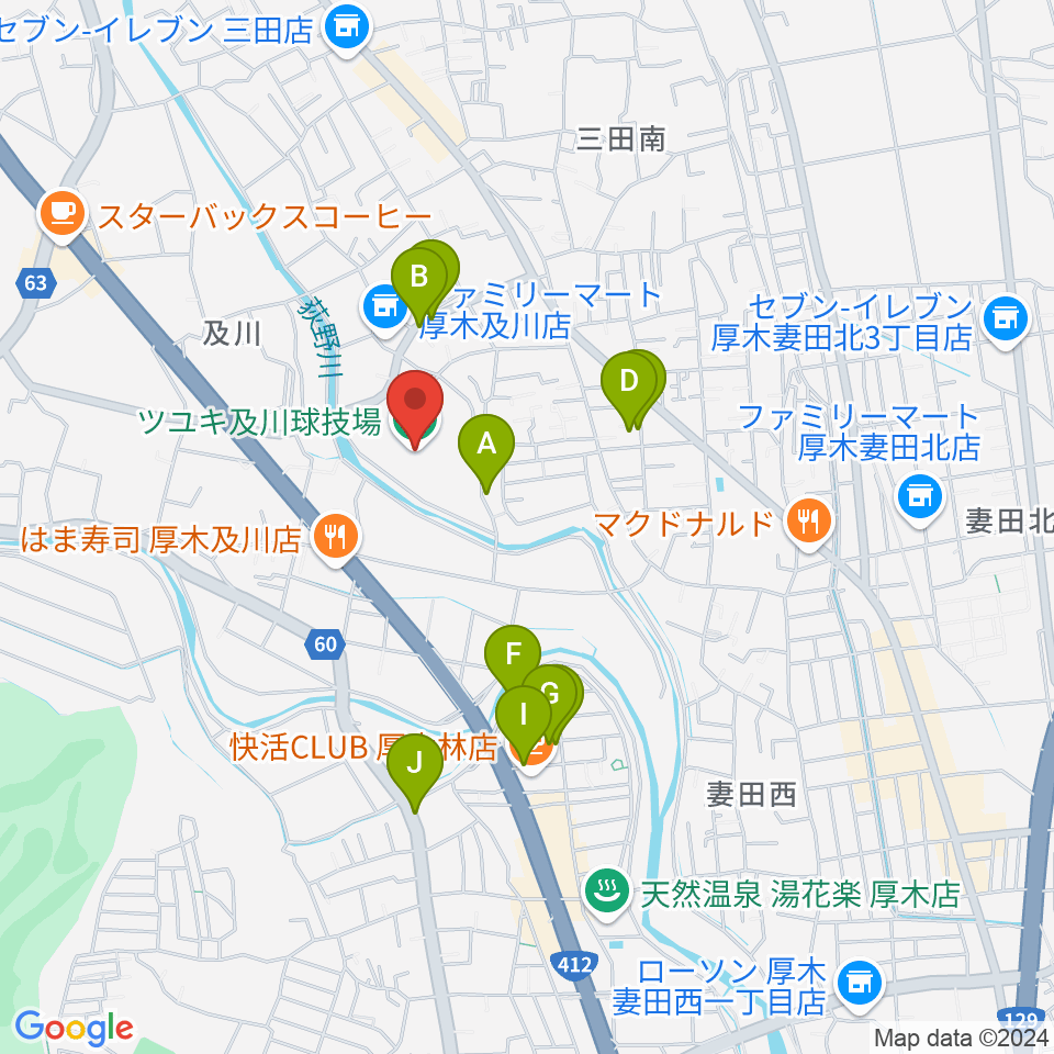 ツユキ及川球技場周辺の駐車場・コインパーキング一覧地図