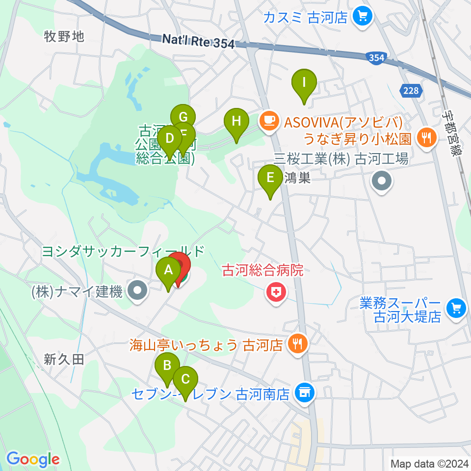 ヨシダサッカーフィールド周辺の駐車場・コインパーキング一覧地図