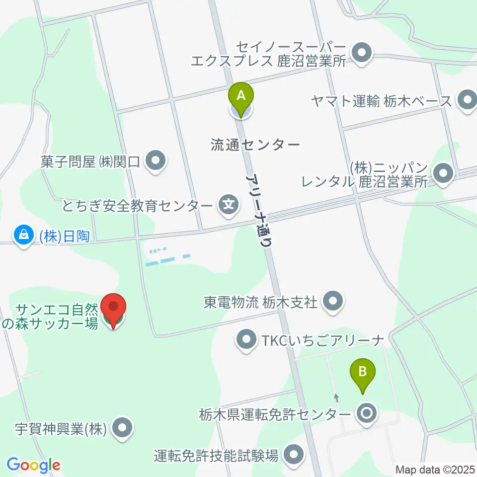 サンエコ自然の森サッカー場周辺の駐車場・コインパーキング一覧地図