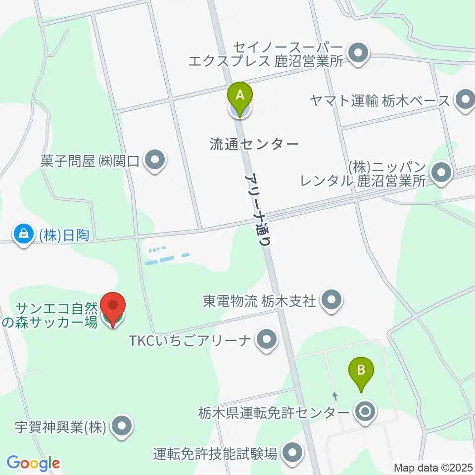 サンエコ自然の森サッカー場周辺の駐車場・コインパーキング一覧地図