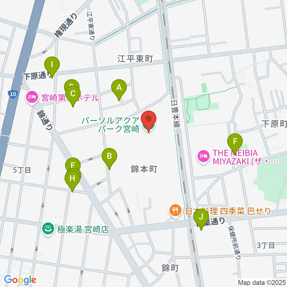 パーソルアクアパーク宮崎周辺の駐車場・コインパーキング一覧地図