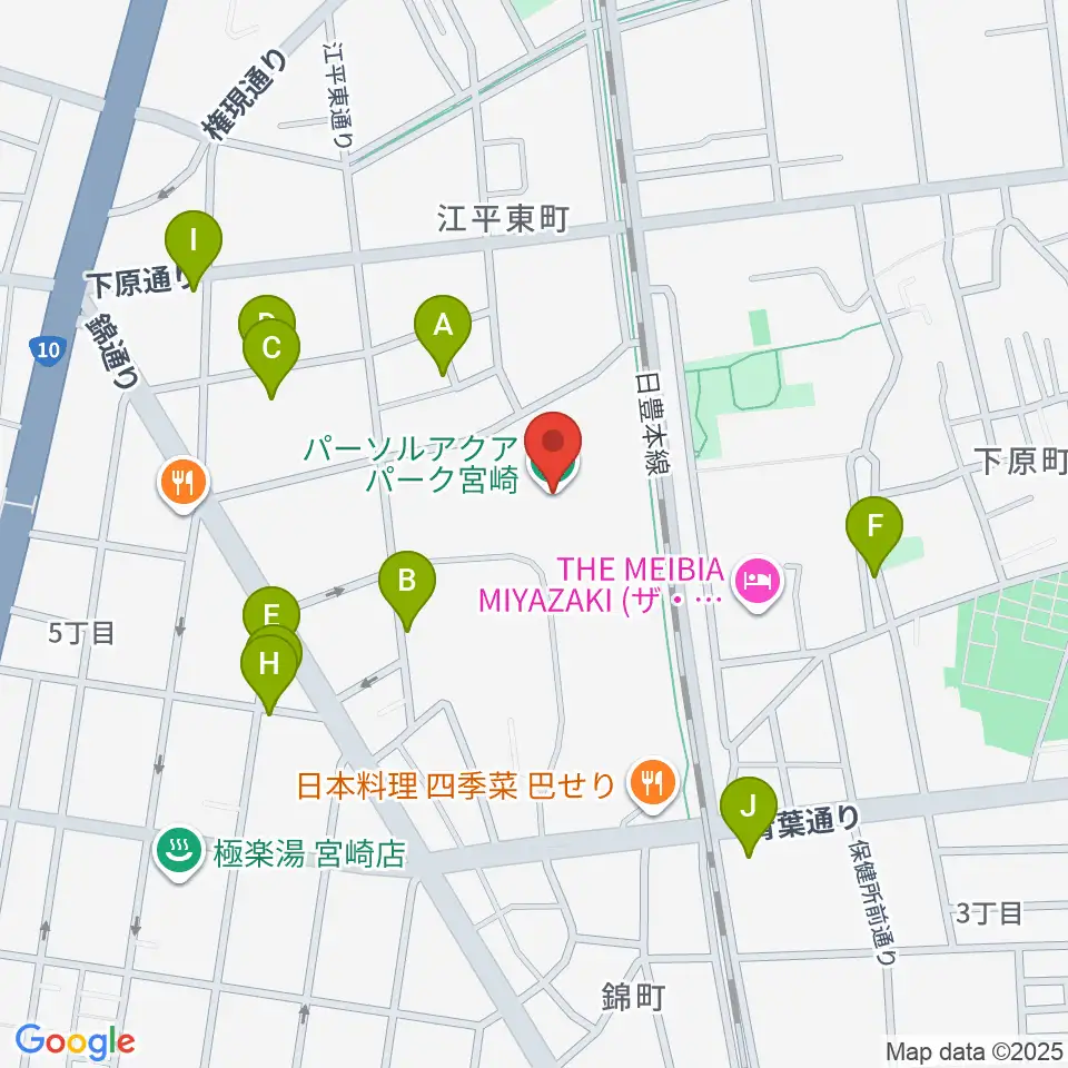 パーソルアクアパーク宮崎周辺の駐車場・コインパーキング一覧地図