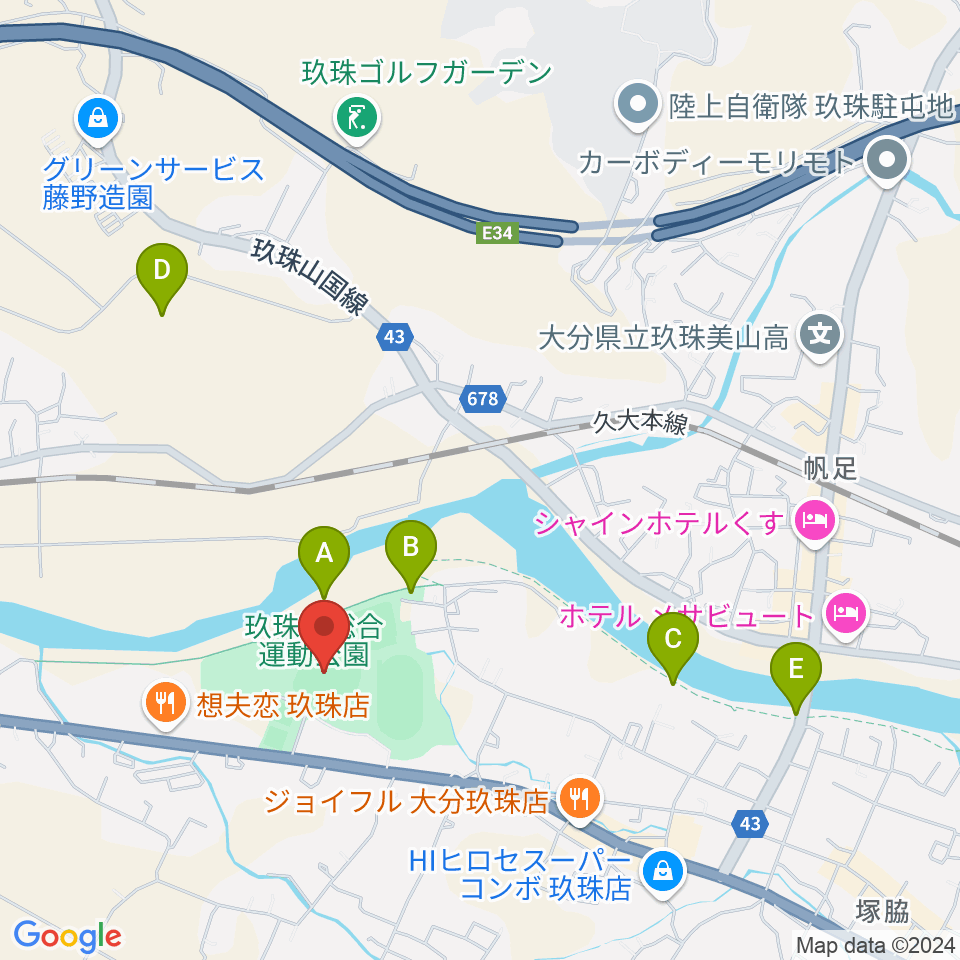 花林かいぞくスタジアム周辺の駐車場・コインパーキング一覧地図