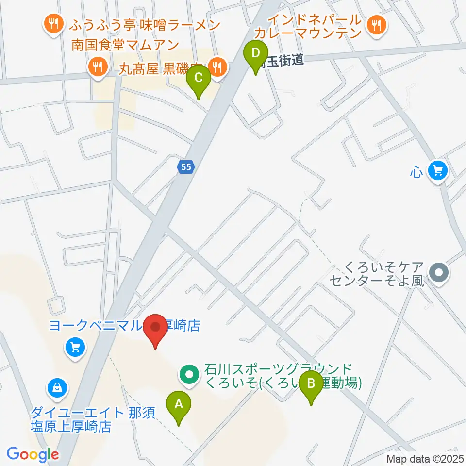 石川スポーツグラウンドくろいそ野球場周辺の駐車場・コインパーキング一覧地図