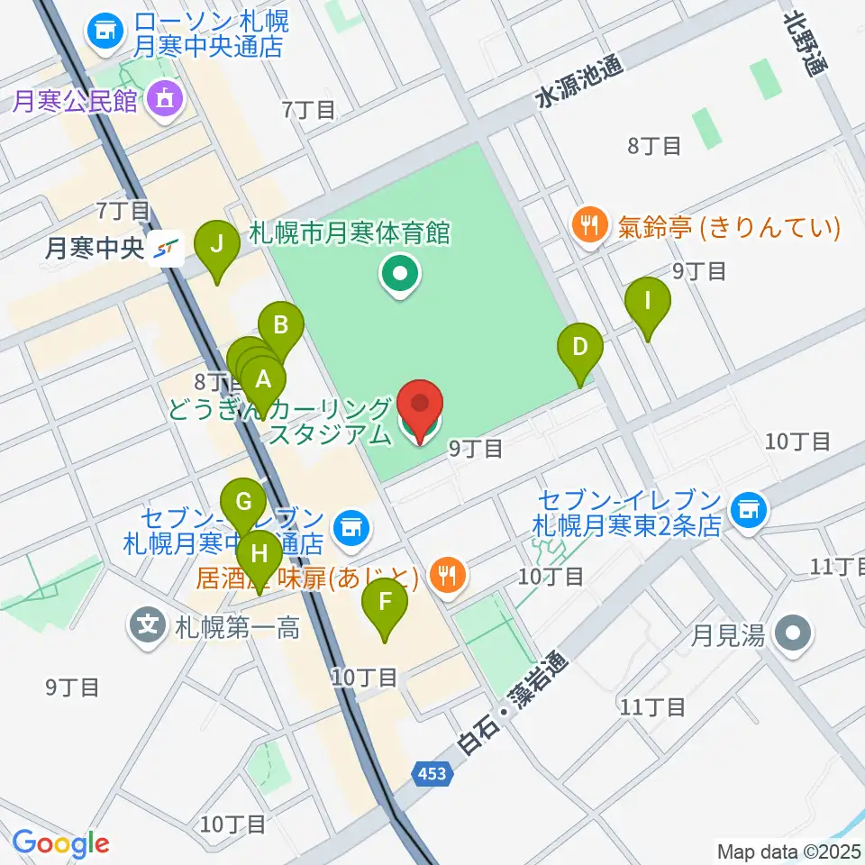 どうぎんカーリングスタジアム周辺の駐車場・コインパーキング一覧地図