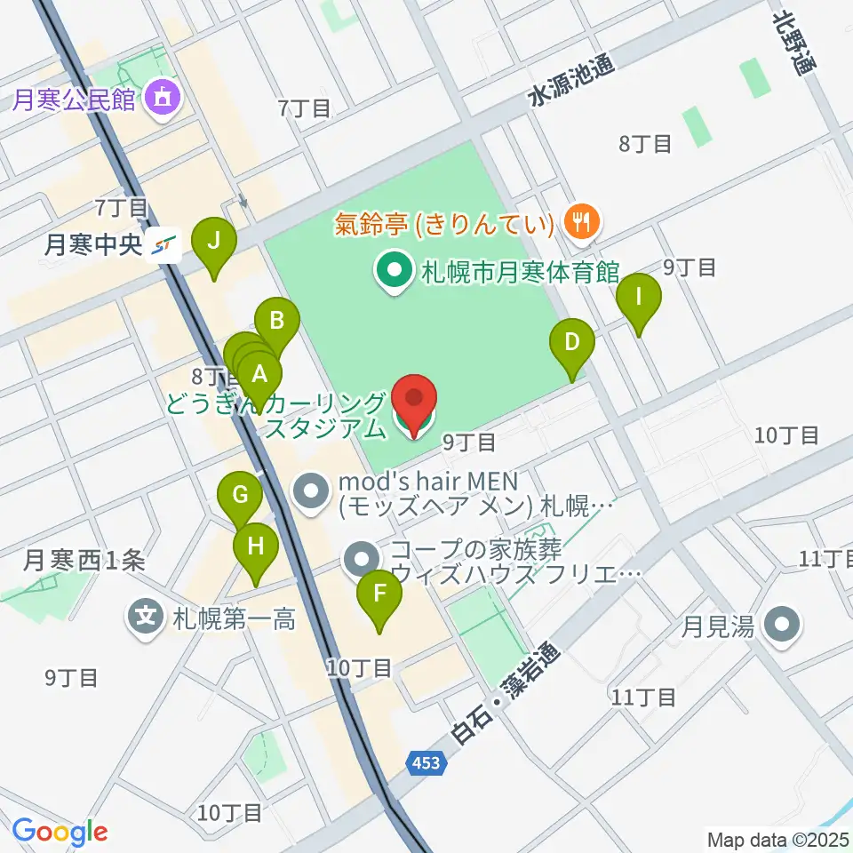 どうぎんカーリングスタジアム周辺の駐車場・コインパーキング一覧地図