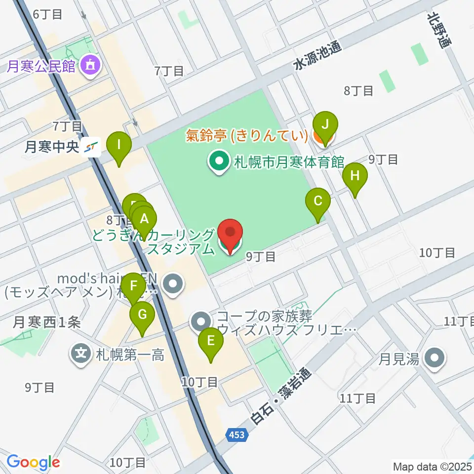 どうぎんカーリングスタジアム周辺の駐車場・コインパーキング一覧地図